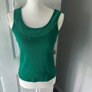 St. John's Bay Green Fitted Tank Top with Braided Neckline
